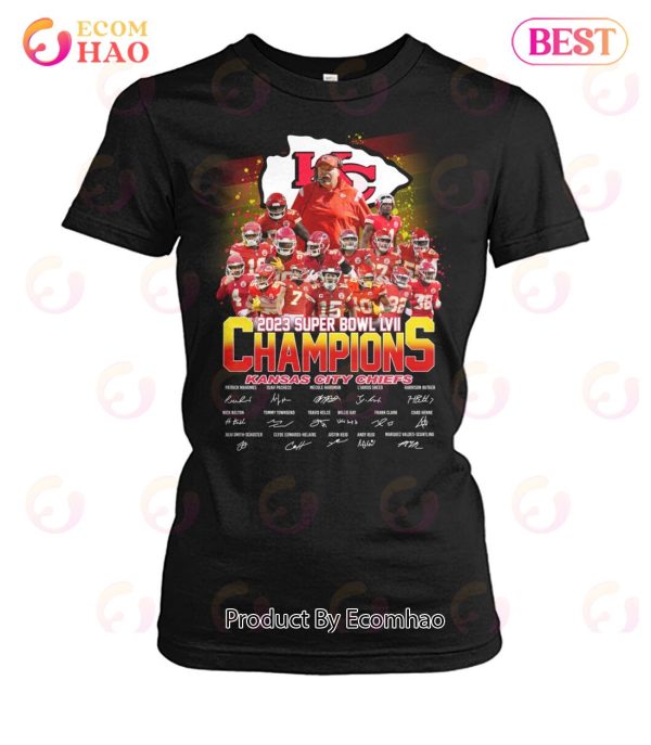 2023 Super Bowl LVII Champions Kansas City Chiefs Signature T-Shirt