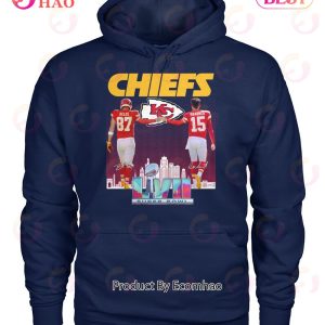 Kansas City Chiefs LVII Super Bowl Champions Kelce 87 And Mahomes 15 T-Shirt