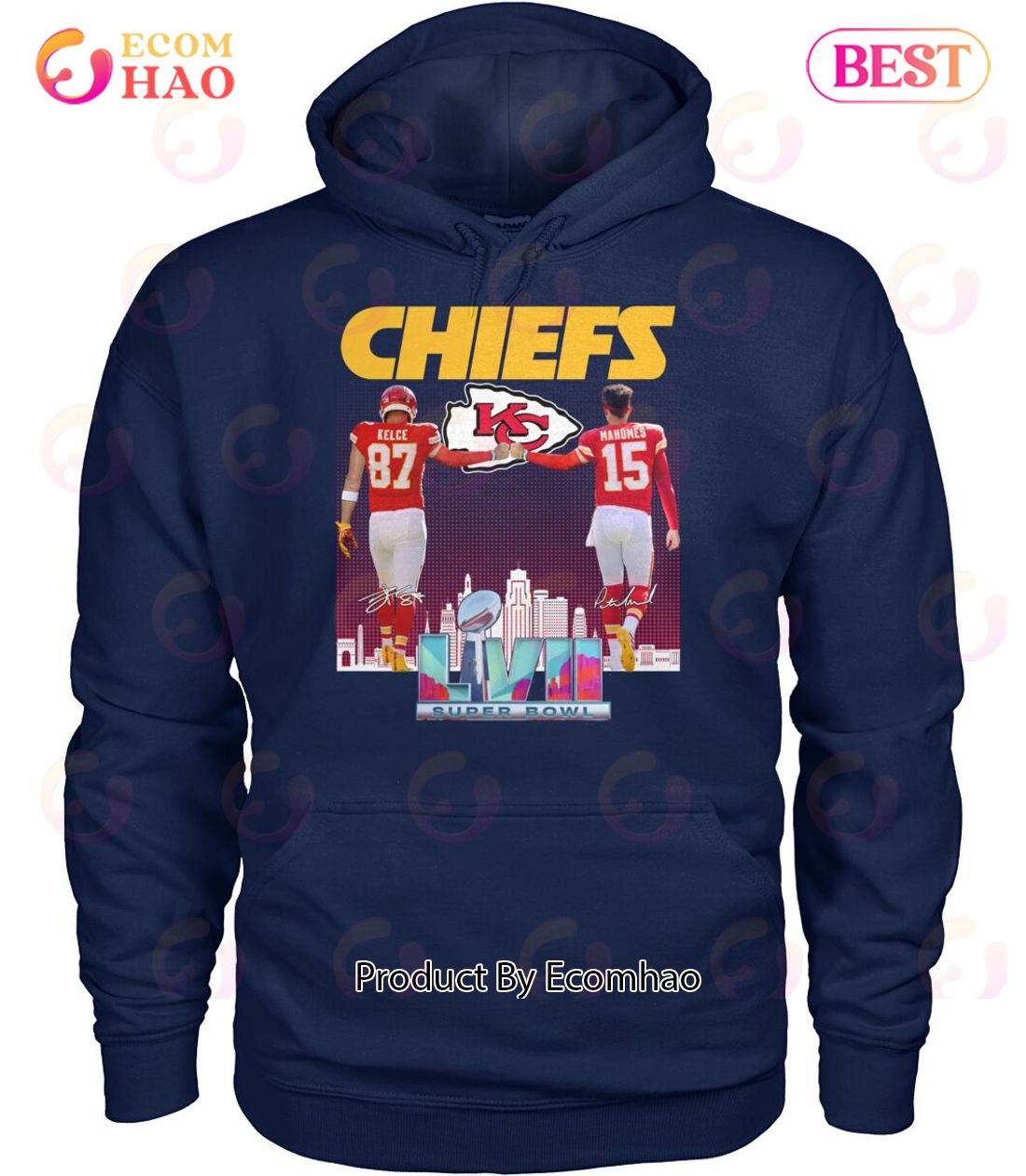 Kansas City Chiefs LVII Super Bowl Champions Kelce 87 And Mahomes 15 T-Shirt