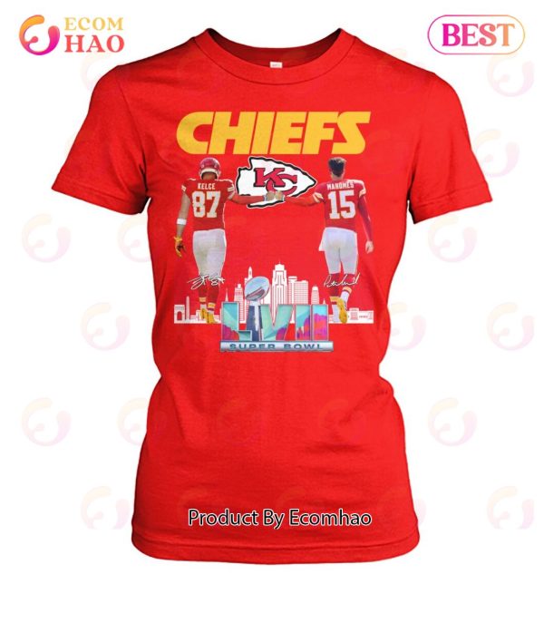 Kansas City Chiefs LVII Super Bowl Champions Kelce 87 And Mahomes 15 T-Shirt