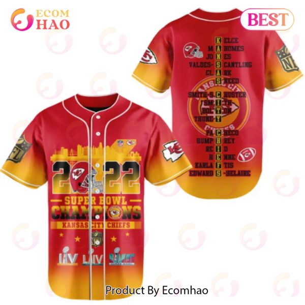 2022 Kansas City Chiefs Super Bowl LVII Champions Baseball Jersey