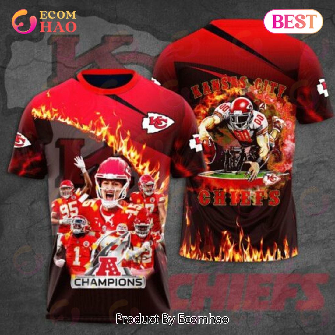 Kansas City Chiefs Super Bowl LVII Champions The Fire 3D Hoodie