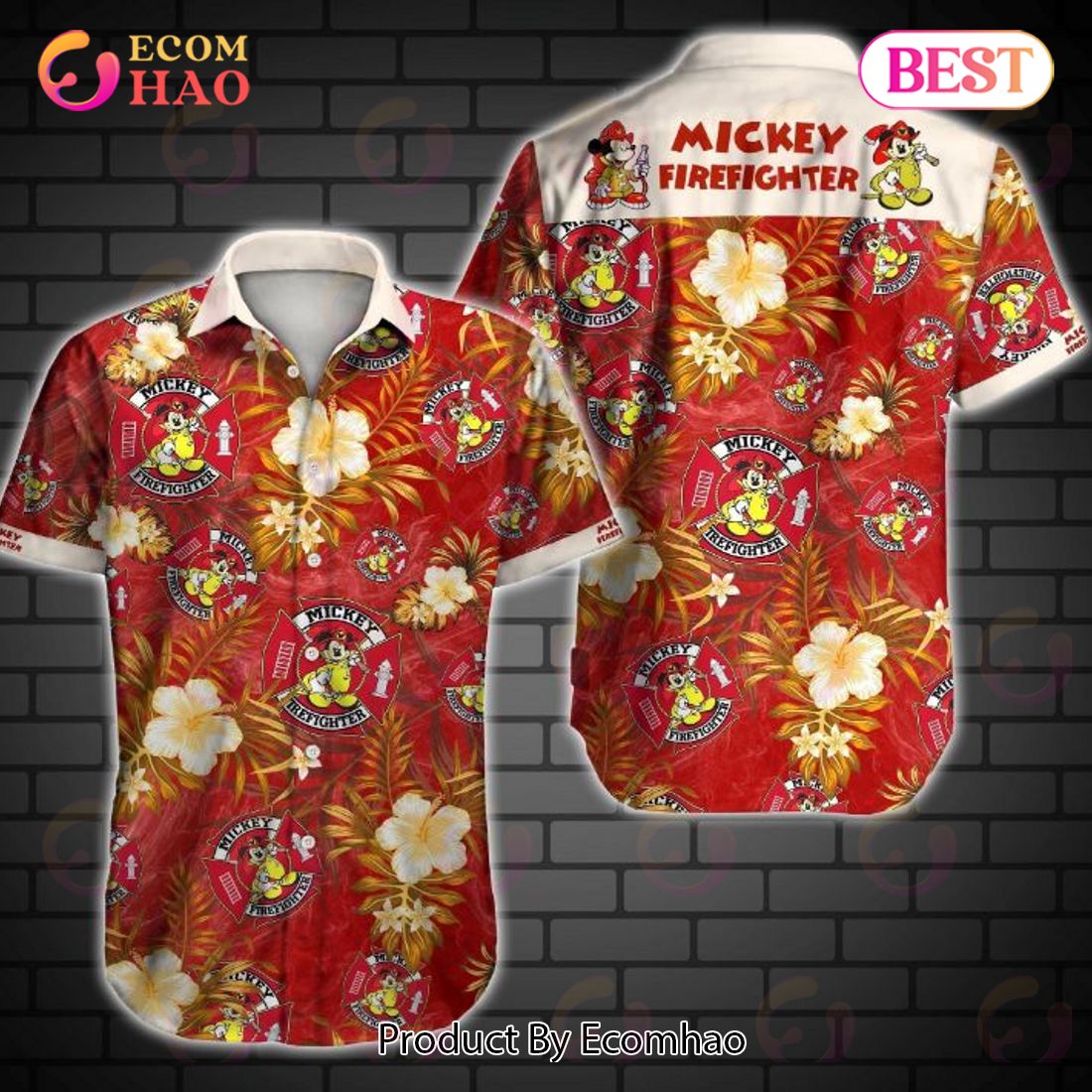 Mickey Mouse Firefighter Hawaiian Shirt