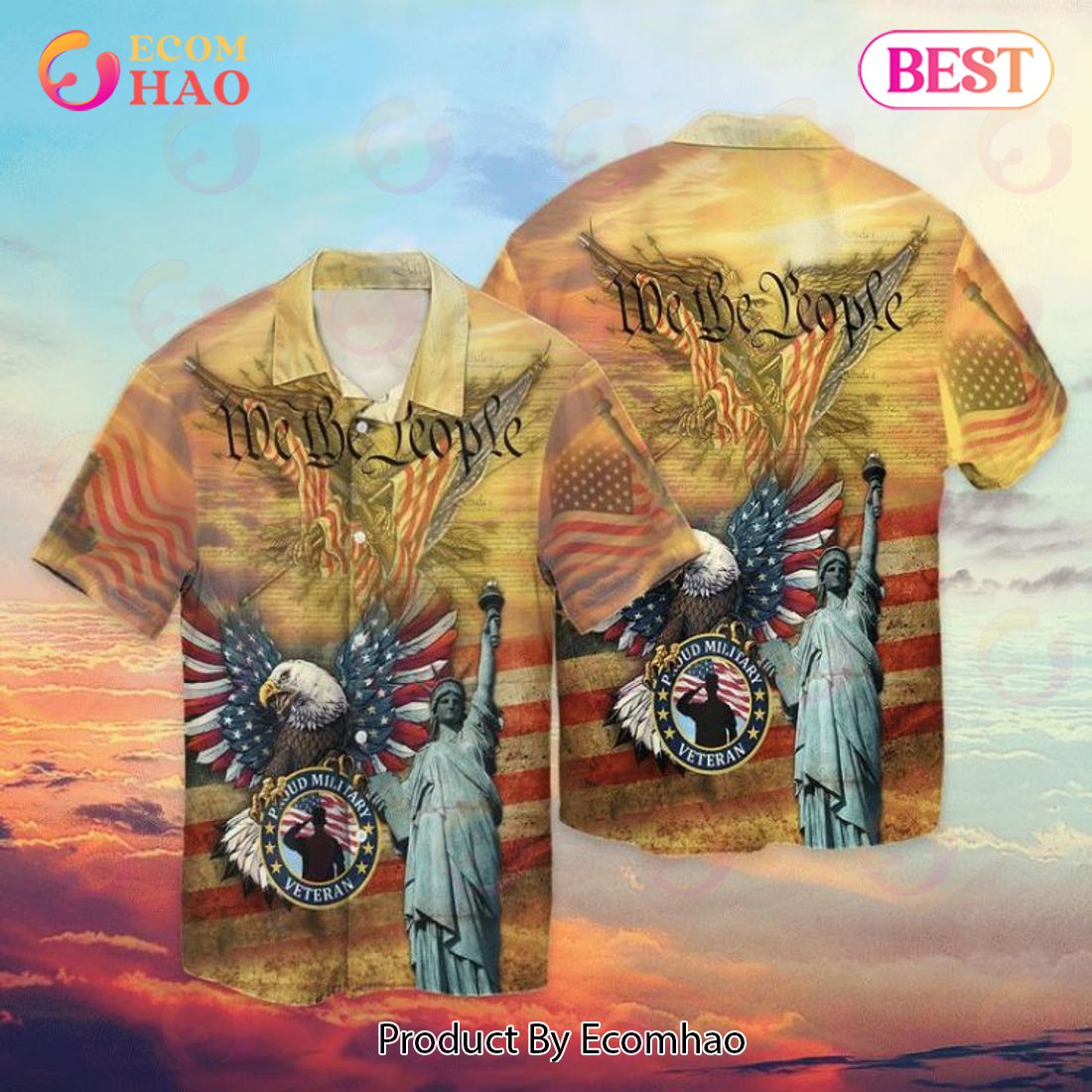 Momerial Day Me The People Proud Military Veteran American Flag Eagle Hawaiian Shirt