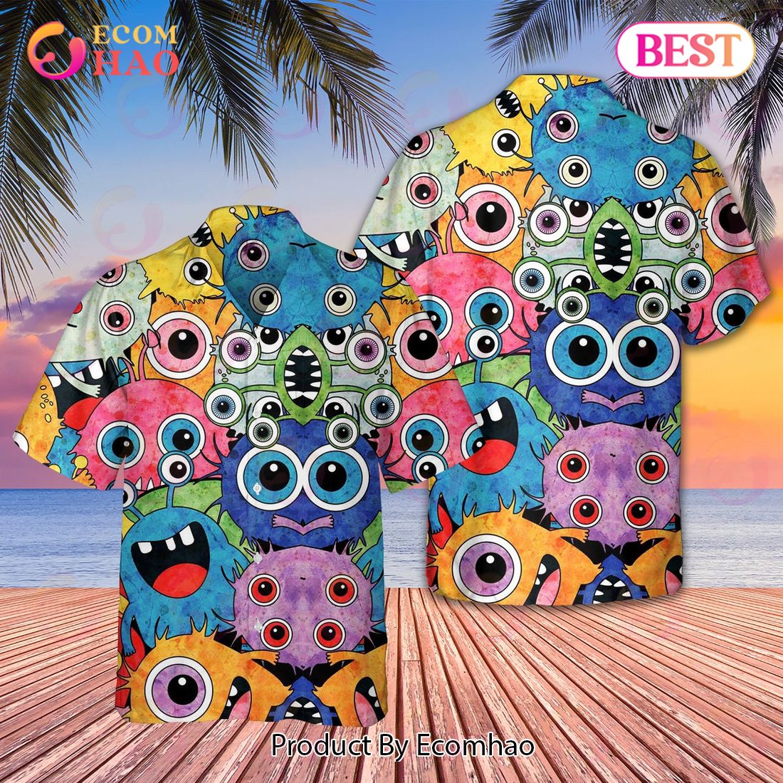 Monster Lucu Seram Koteto Beach Hawaiian Tropical Shirt