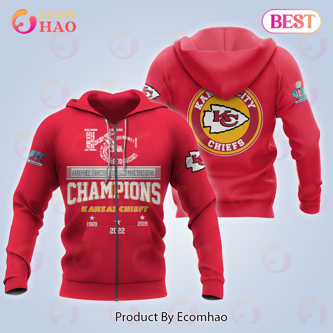 Kansas City Chiefs Super Bowl LVII Championship Apparel Red 3D Hoodie