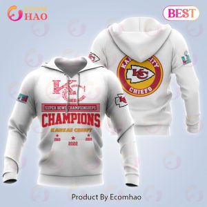 Kansas City Chiefs Super Bowl LVII Championship Apparel White 3D Hoodie