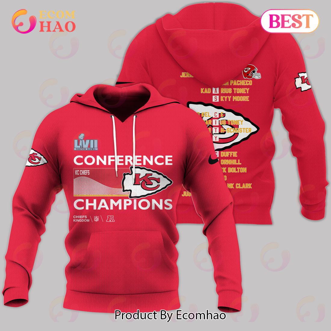 Super Bowl LVII Conference Kansas City Chiefs AFC Championship Apparel Red 3D Hoodie