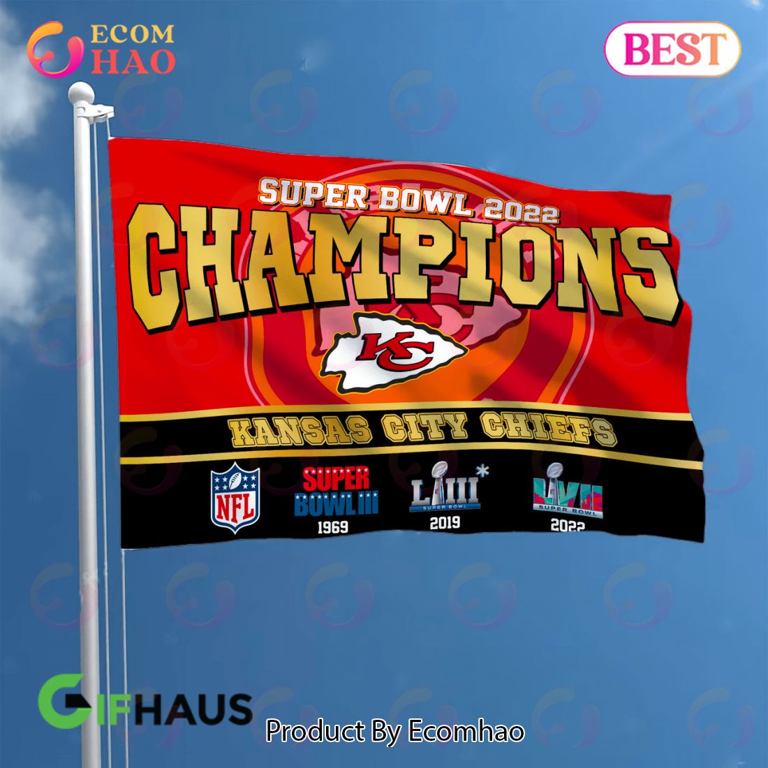 Kansas City Chiefs Super Bowl LVII Championship House Flag