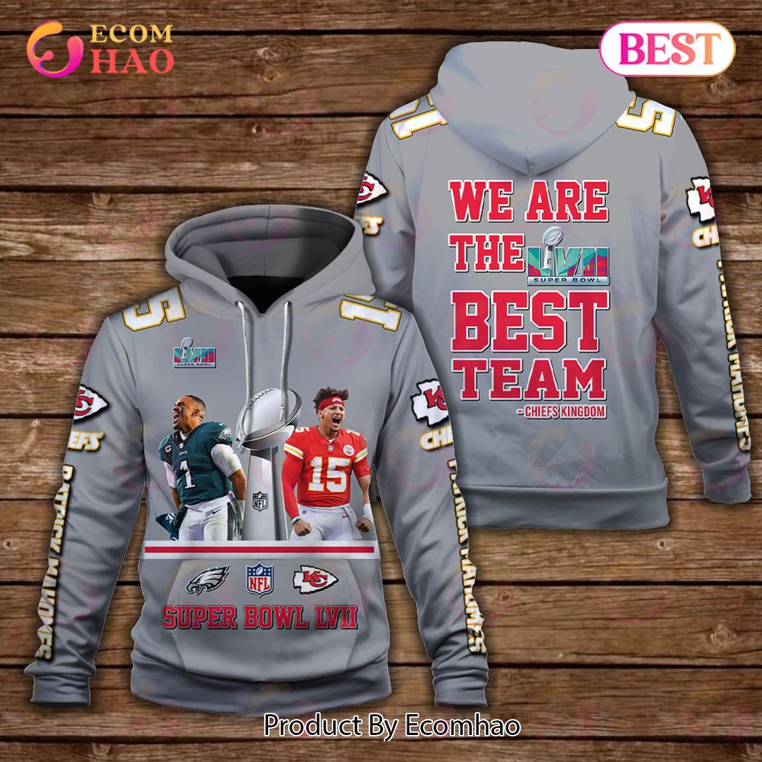 Patrick Mahomes 15 We Are The Best Team Kansas City Chiefs Super Bowl Champion 2023 Unisex 3D Hoodie