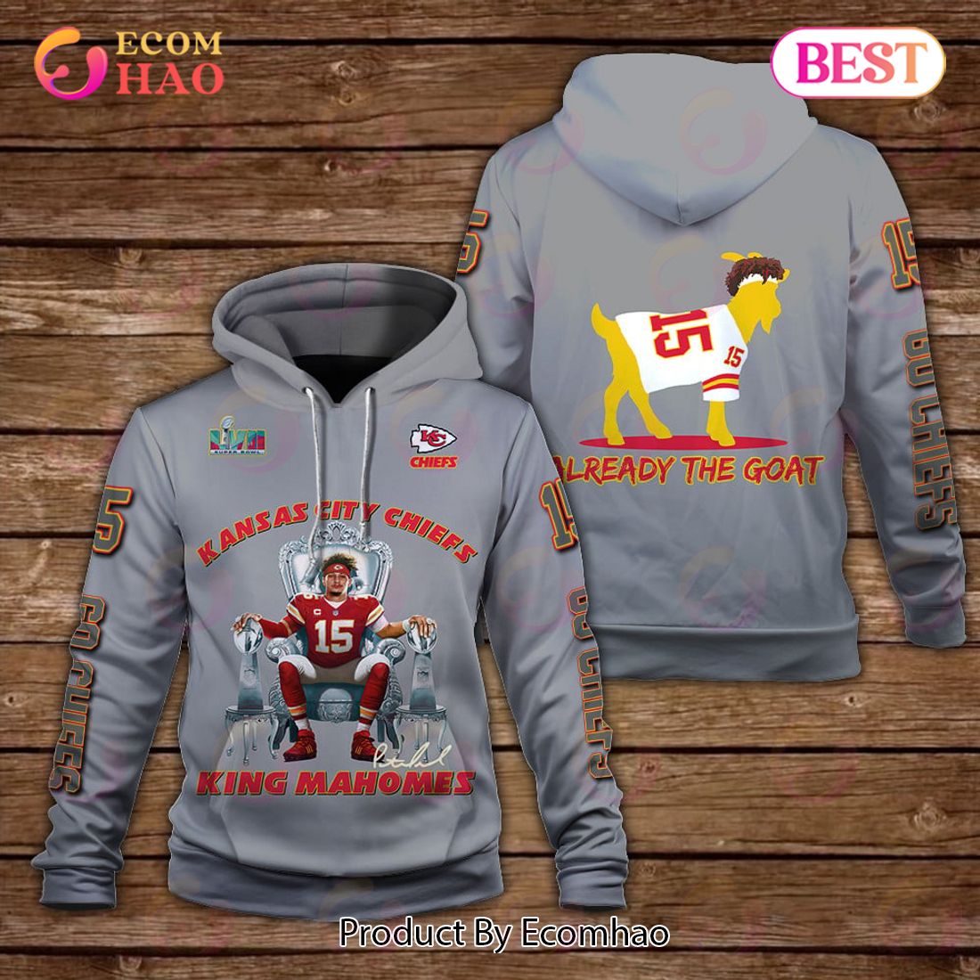 Patrick Mahomes Already The Goat Kansas City Chiefs Super Bowl Champion 2023 Unisex 3D Hoodie