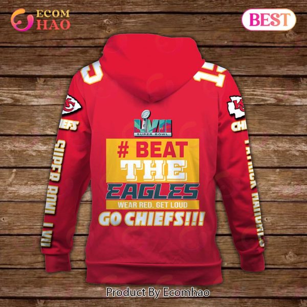 Patrick Mahomes Beat The Eagles Wear Red Get Loud Kansas City Chiefs Super Bowl Champion 2023 Unisex 3D Hoodie