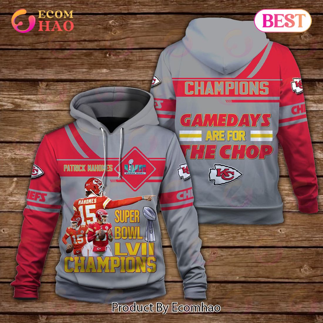 Patrick Mahomes Gamedays Are For The Chop Kansas City Chiefs Super Bowl Champion 2023 Unisex 3D Hoodie