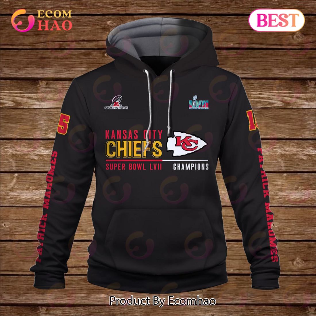 Patrick Mahomes Run It Back Defend The Kingdom Kansas City Chiefs Super Bowl Champion 2023 Unisex 3D Hoodie