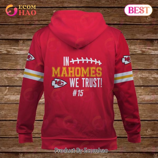 Patrick Mahomes vs Jalen Hurts In Mahomes We Trust 15 Kansas City Chiefs Super Bowl Champion 2023 Unisex 3D Hoodie