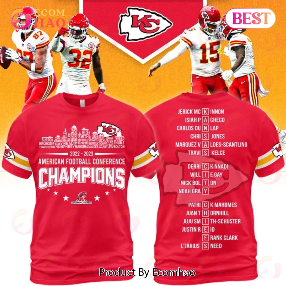 BEST PREMIUM Kansas City Chiefs Champions 3D T-Shirt