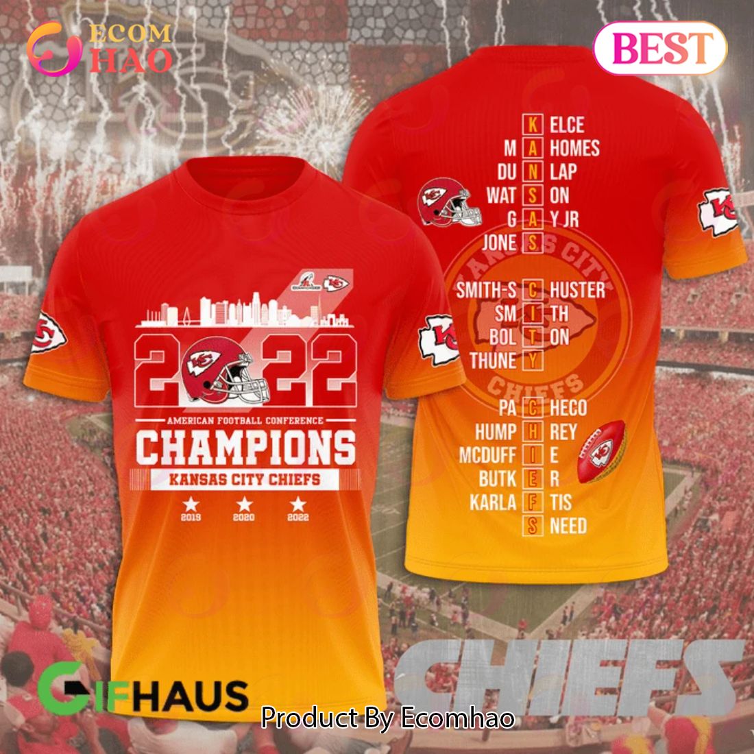 Kansas City Chiefs Champions 3D AOP T-Shirt