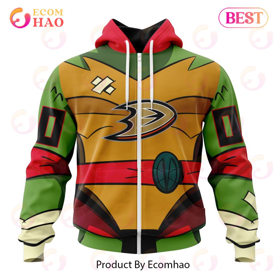 NHL Anaheim Ducks Special Teenage Mutant Ninja Turtles Design 3D Hoodie