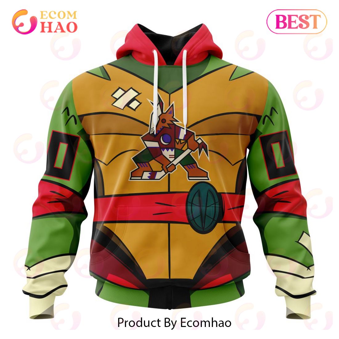 NHL Arizona Coyotes Special Teenage Mutant Ninja Turtles Design 3D Hoodie