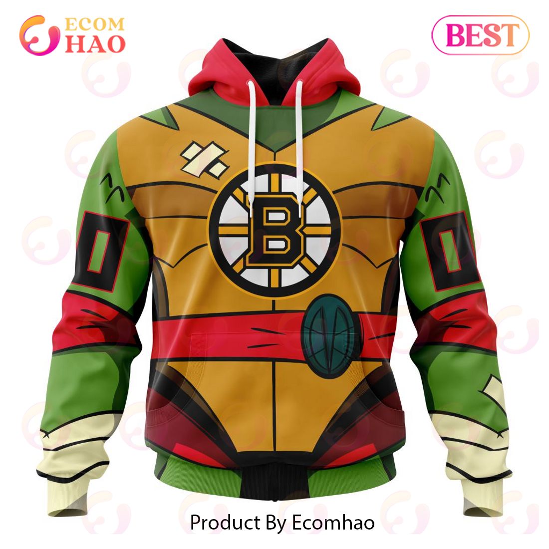 NHL Boston Bruins Special Teenage Mutant Ninja Turtles Design 3D Hoodie