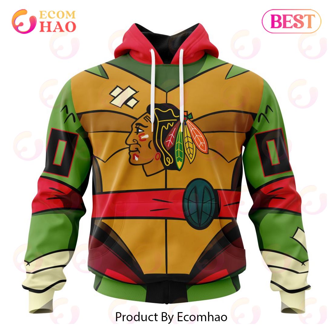 NHL Chicago Blackhawks Special Teenage Mutant Ninja Turtles Design 3D Hoodie