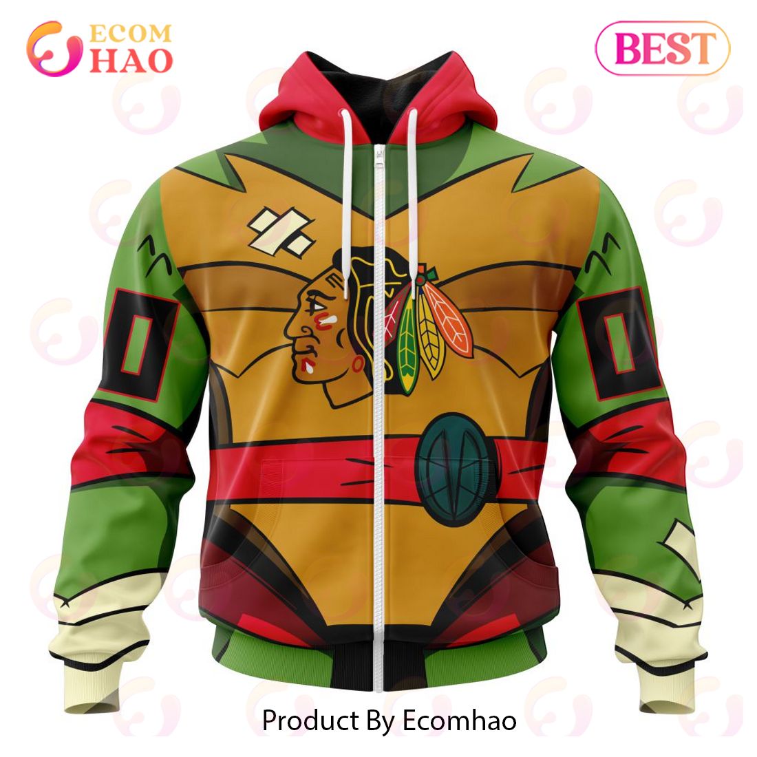 NHL Chicago Blackhawks Special Teenage Mutant Ninja Turtles Design 3D Hoodie