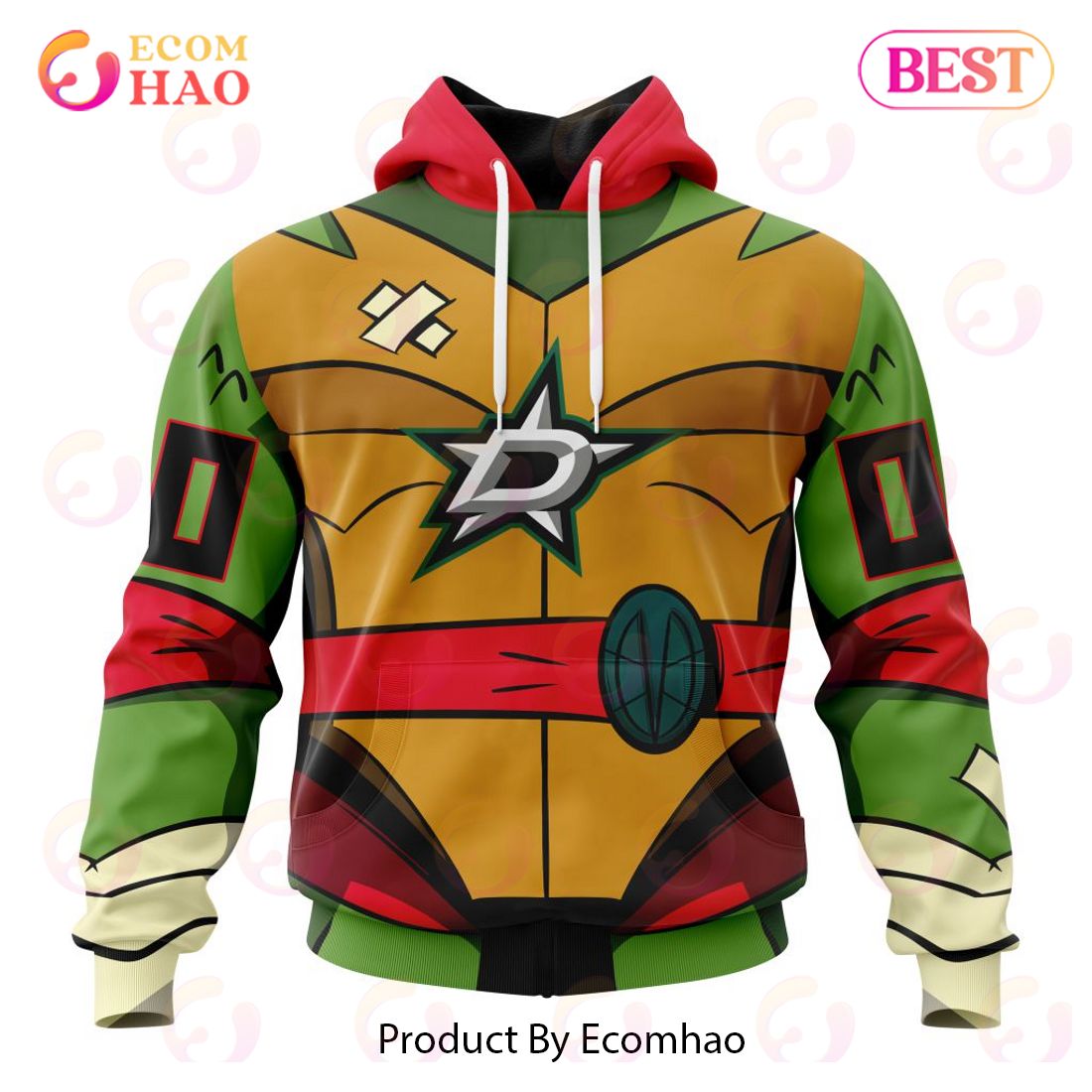 NHL Dallas Stars Special Teenage Mutant Ninja Turtles Design 3D Hoodie