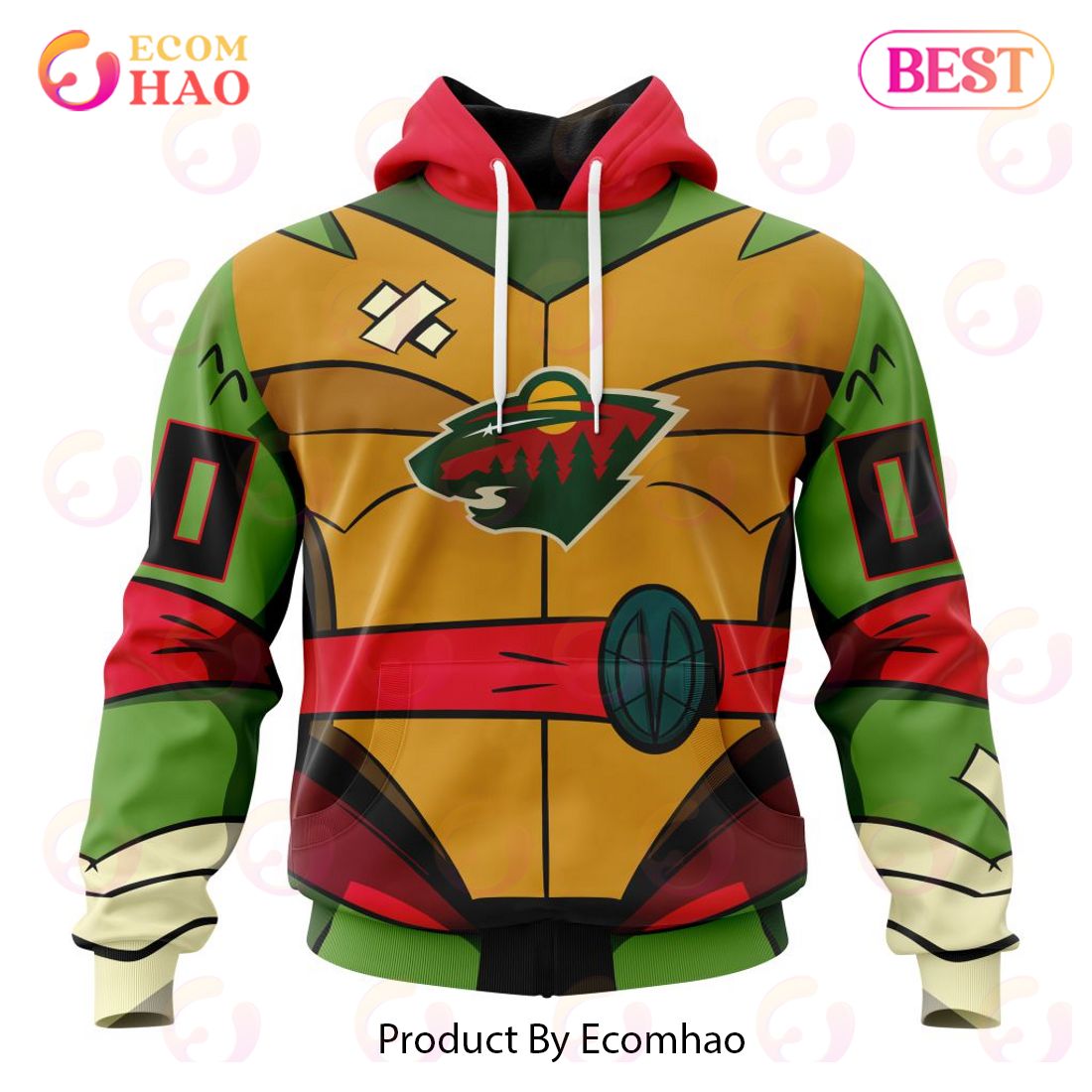 NHL Minnesota Wild Special Teenage Mutant Ninja Turtles Design 3D Hoodie