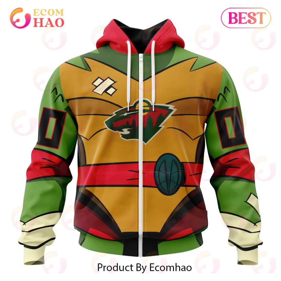 NHL Minnesota Wild Special Teenage Mutant Ninja Turtles Design 3D Hoodie