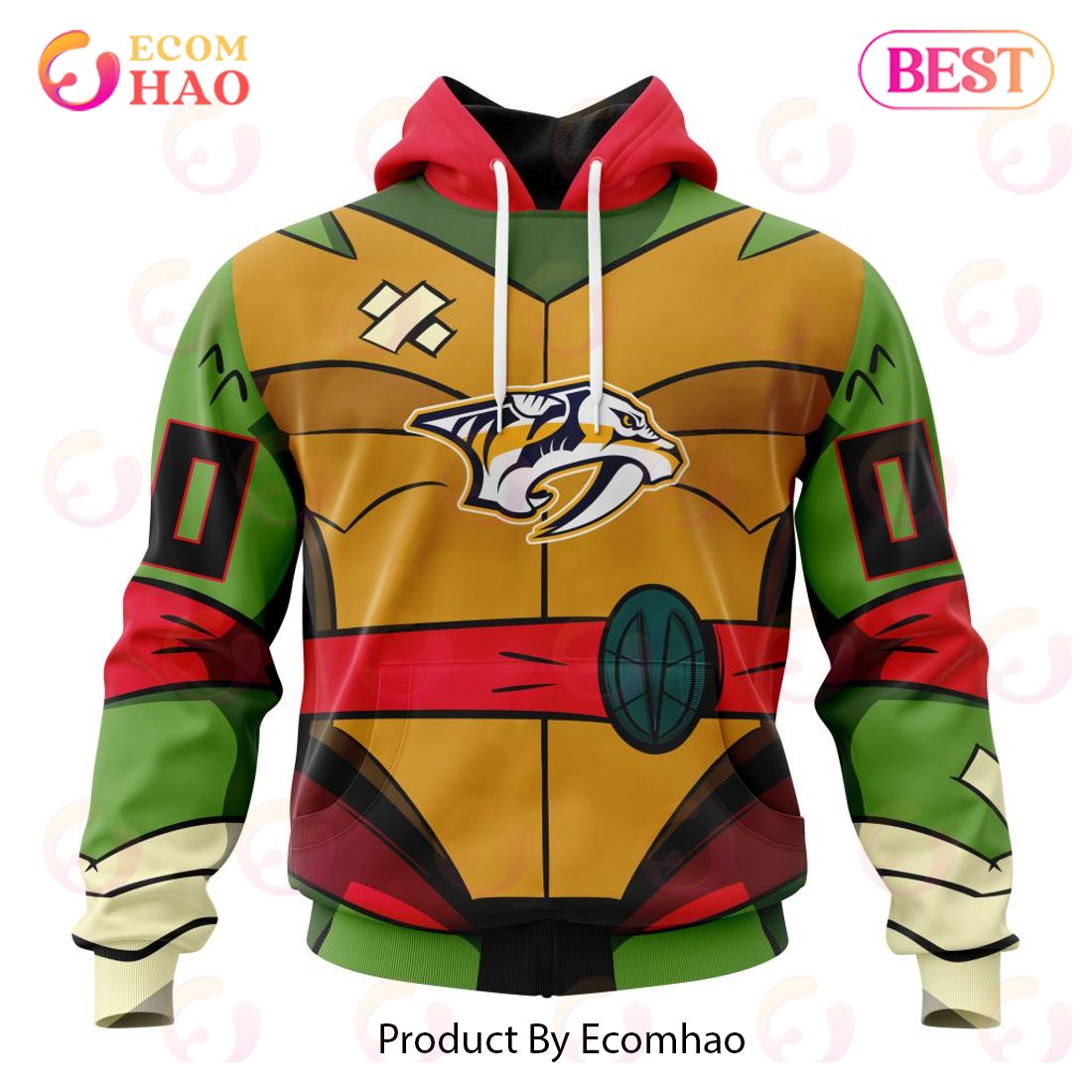 NHL Nashville Predators Special Teenage Mutant Ninja Turtles Design 3D Hoodie