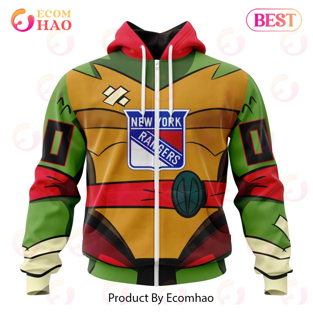 NHL New York Rangers Special Teenage Mutant Ninja Turtles Design 3D Hoodie