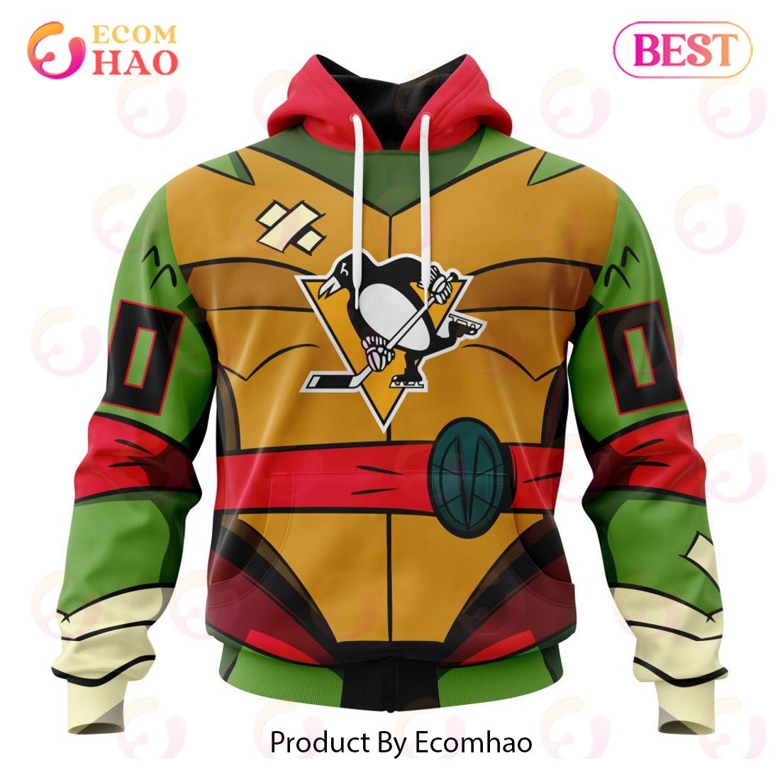 NHL Pittsburgh Penguins Special Teenage Mutant Ninja Turtles Design 3D Hoodie