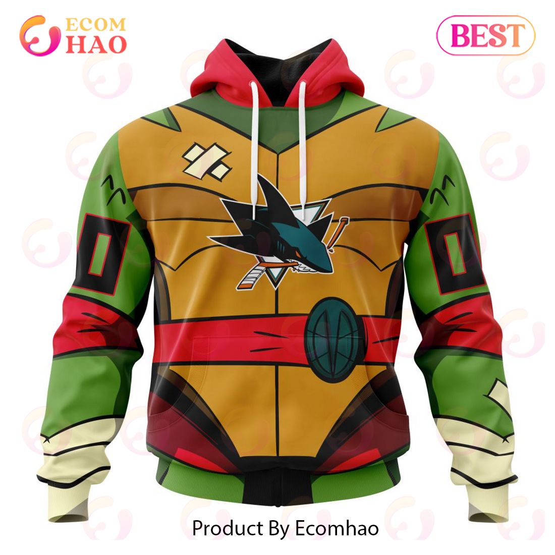 NHL San Jose Sharks Special Teenage Mutant Ninja Turtles Design 3D Hoodie