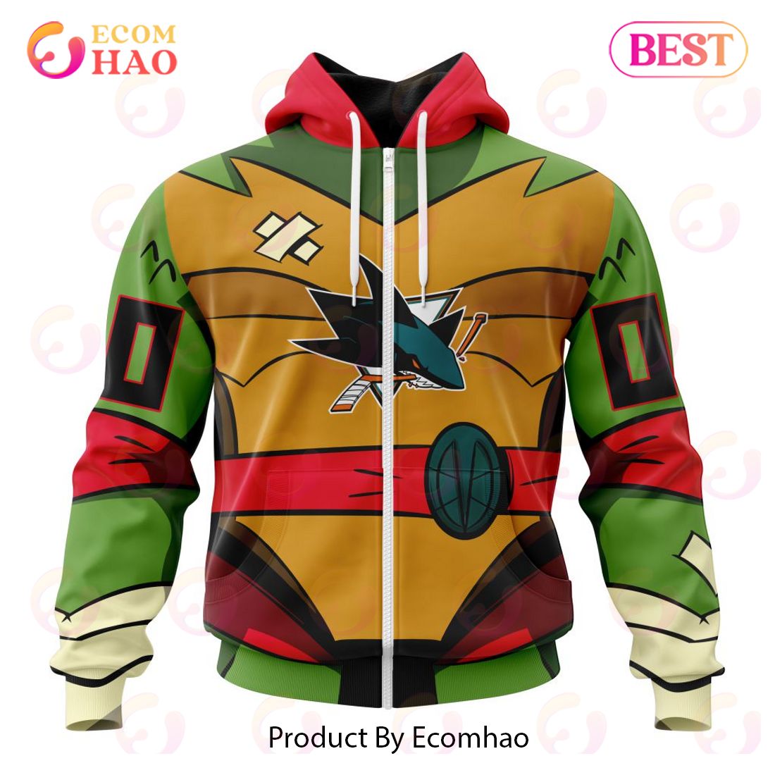 NHL San Jose Sharks Special Teenage Mutant Ninja Turtles Design 3D Hoodie