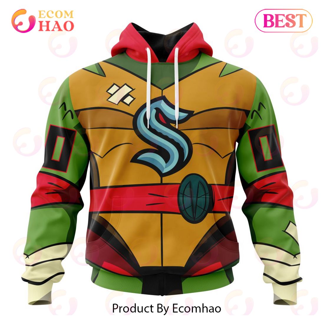 NHL Seattle Kraken Special Teenage Mutant Ninja Turtles Design 3D Hoodie