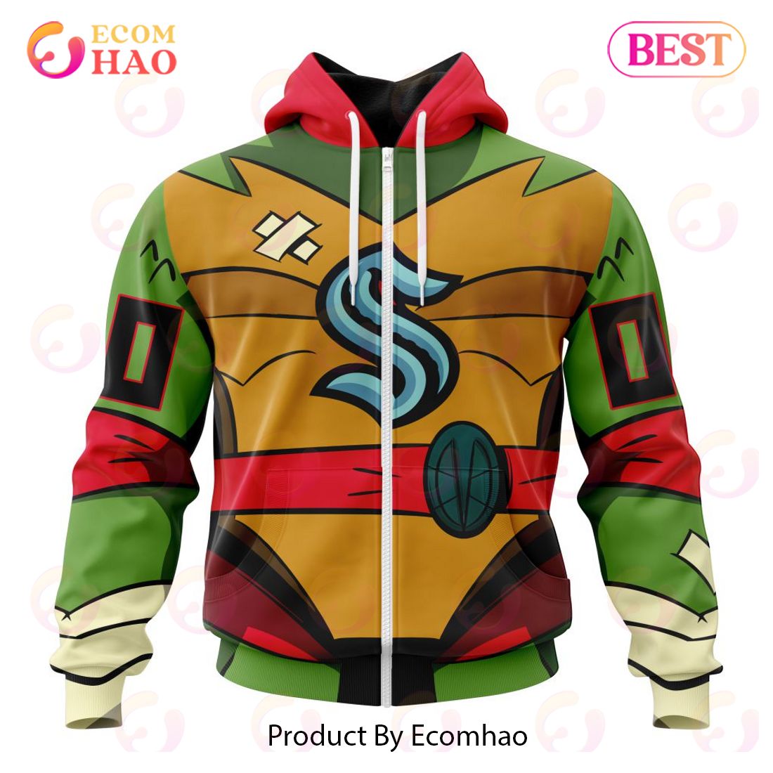 NHL Seattle Kraken Special Teenage Mutant Ninja Turtles Design 3D Hoodie