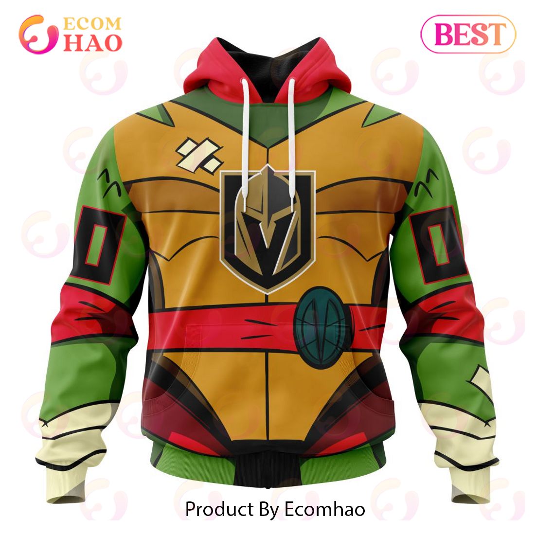 NHL Vegas Golden Knights Special Teenage Mutant Ninja Turtles Design 3D Hoodie