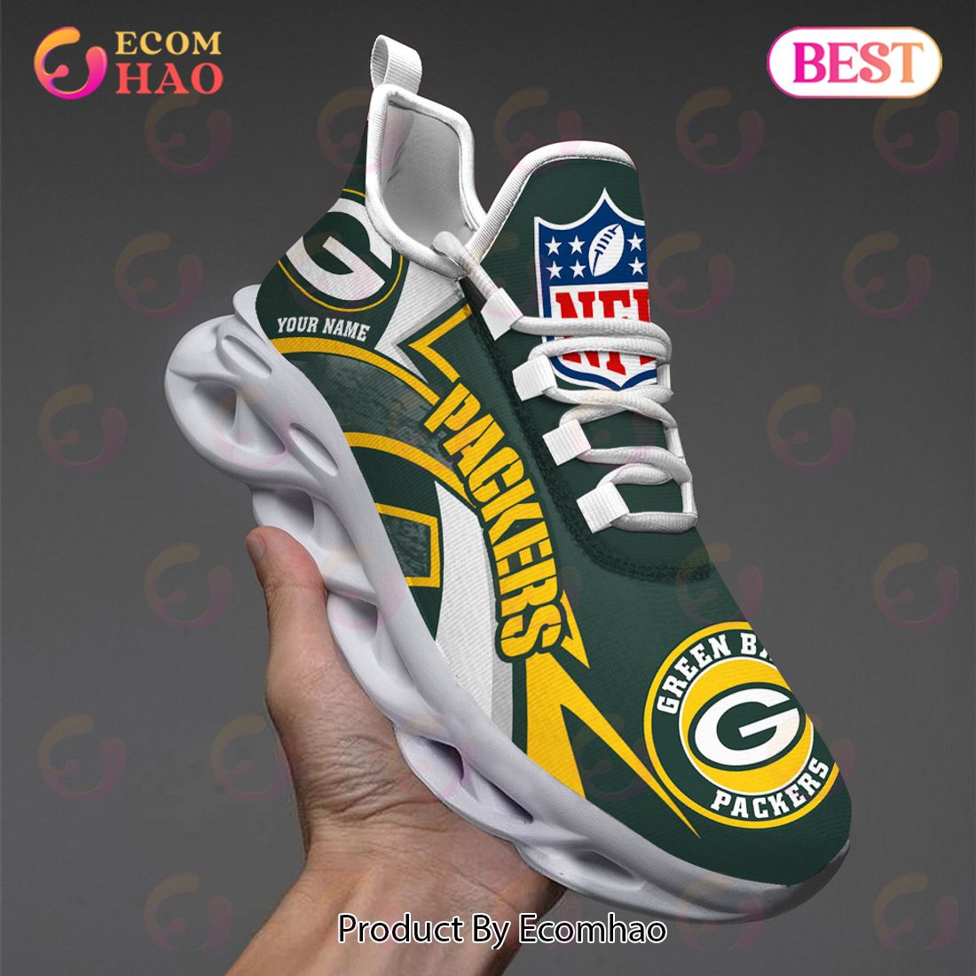 Green Bay Packers NFL Clunky Sneakers Custom Name Sport Max Soul Shoes For  Fan