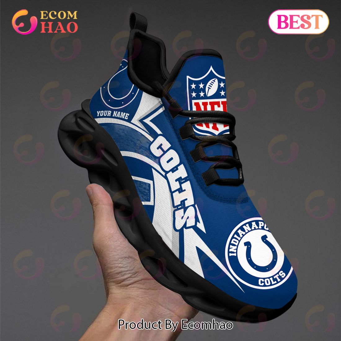 NFL Indianapolis Colts Custom Name Personalized Max Soul Chunky Sneakers