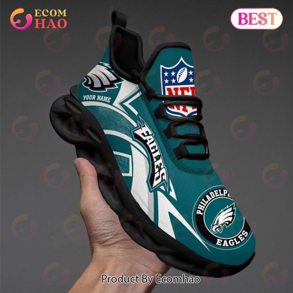 Custom Name NFL Chunky Sneakers Philadelphia Eagles Logo Max Soul