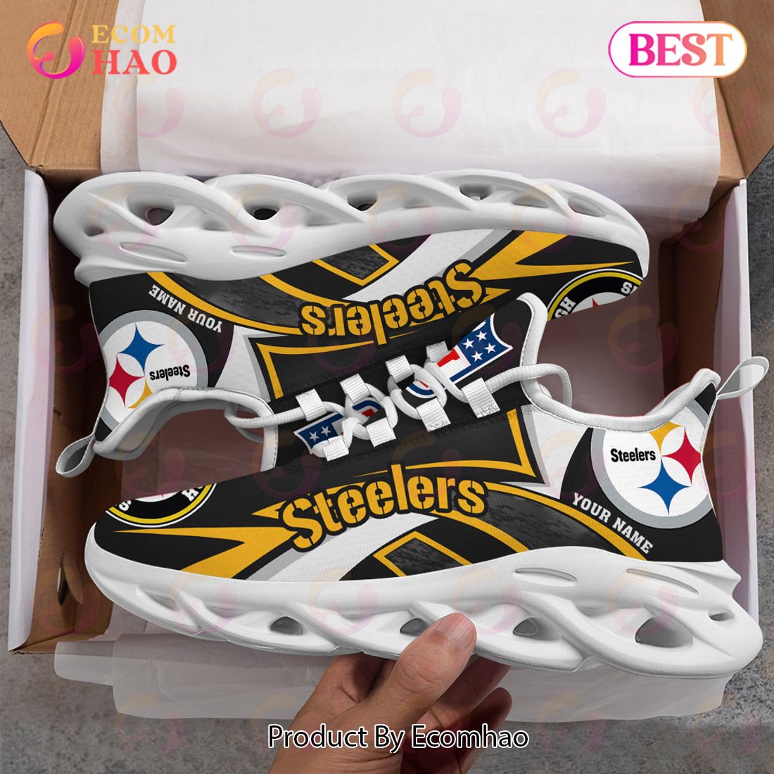 NFL Pittsburgh Steelers Custom Name Personalized Max Soul Chunky Sneakers