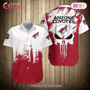 SALE NHL Arizona Coyotes Shirts Skull Button Up Short Sleeve