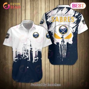 SALE NHL Buffalo Sabres Shirts Skull Short Sleeve