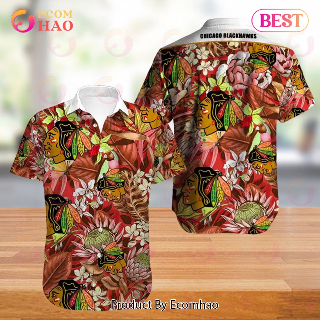 SALE NHL Columbus Blue Jackets Hawaiian Shirt Big Floral Button Up