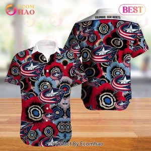 SALE NHL Columbus Blue Jackets Hawaiian Shirt Big Floral Button Up