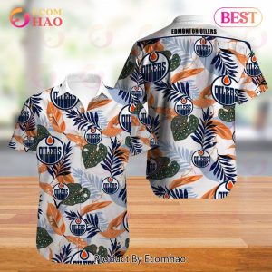 SALE NHL Edmonton Oilers Hawaiian Shirt Leaf Button Up
