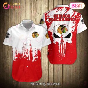 SALE NHL Chicago Blackhawks Shirts Skull Short Sleeve