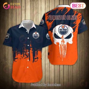 SALE NHL Edmonton Oilers Shirts Skull Short Sleeve