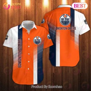 SALE NHL Men’s Edmonton Oilers Shirts striped Button Up Short Sleeve