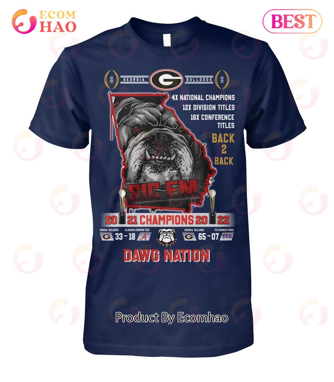 Georgia Bulldogs Sic Em Champions Dawg Nation T-Shirt